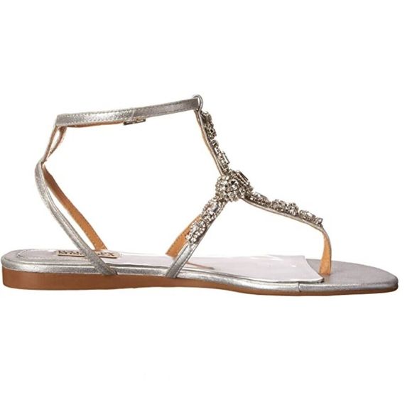 Badgley Mischka Melinda II Embellished Crystal Evening Sandals w/ bag | Silver 7 - Picture 13 of 13